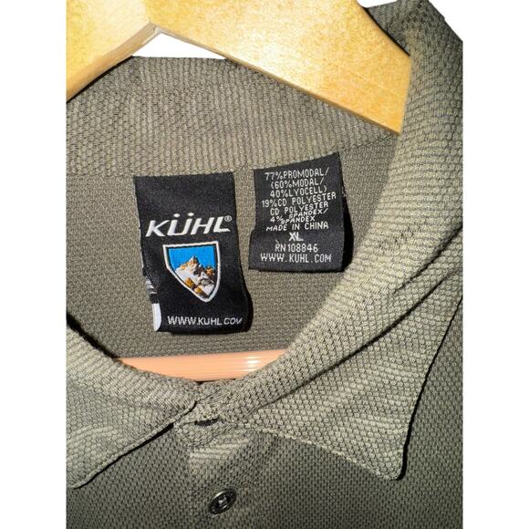 Kuhl Heather Olive Green SS Pockets Engineered Polo Shirt Mens XL Hiking Outdoor - Picture 3 of 7